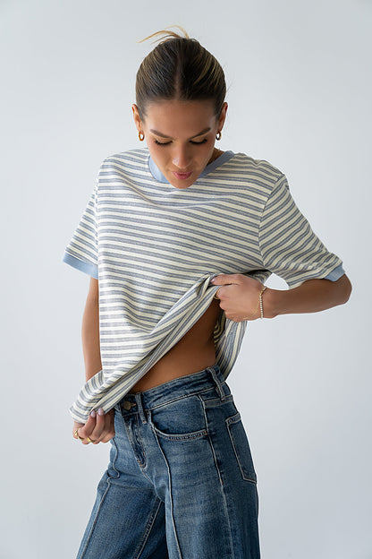 Jenna Striped Top in Blue - FINAL SALE