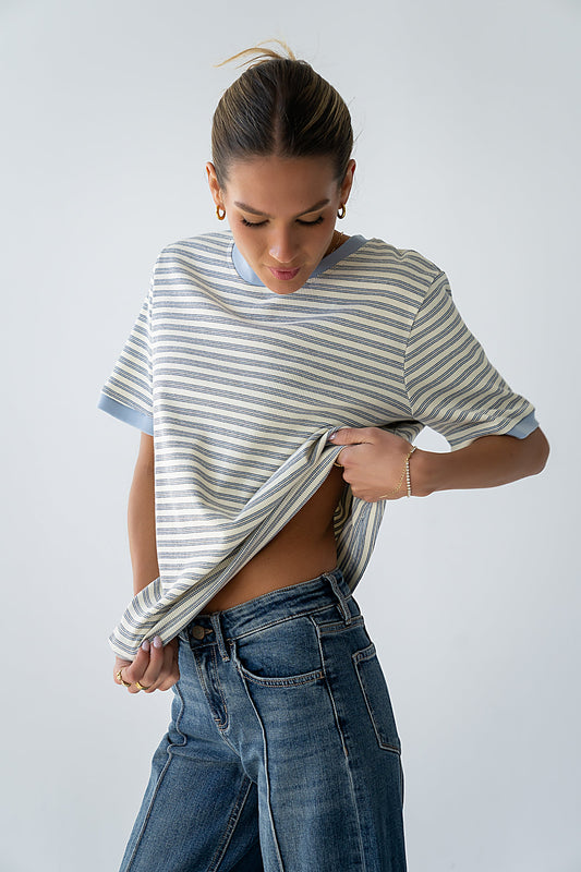 Jenna Striped Top in Blue - FINAL SALE