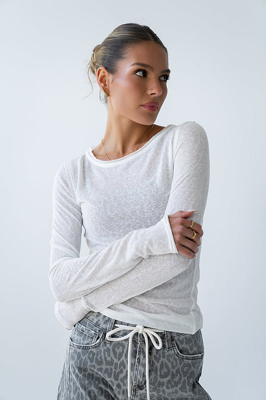 Mason Sheer Top in White - FINAL SALE