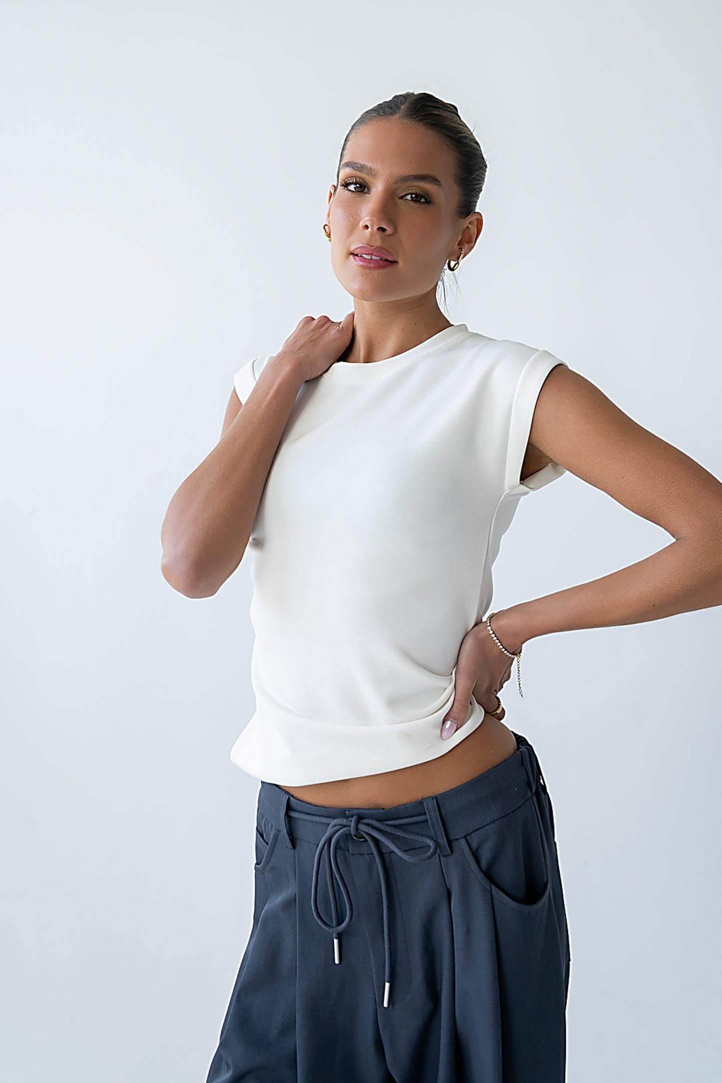 Johny Asymmetrical Top in White