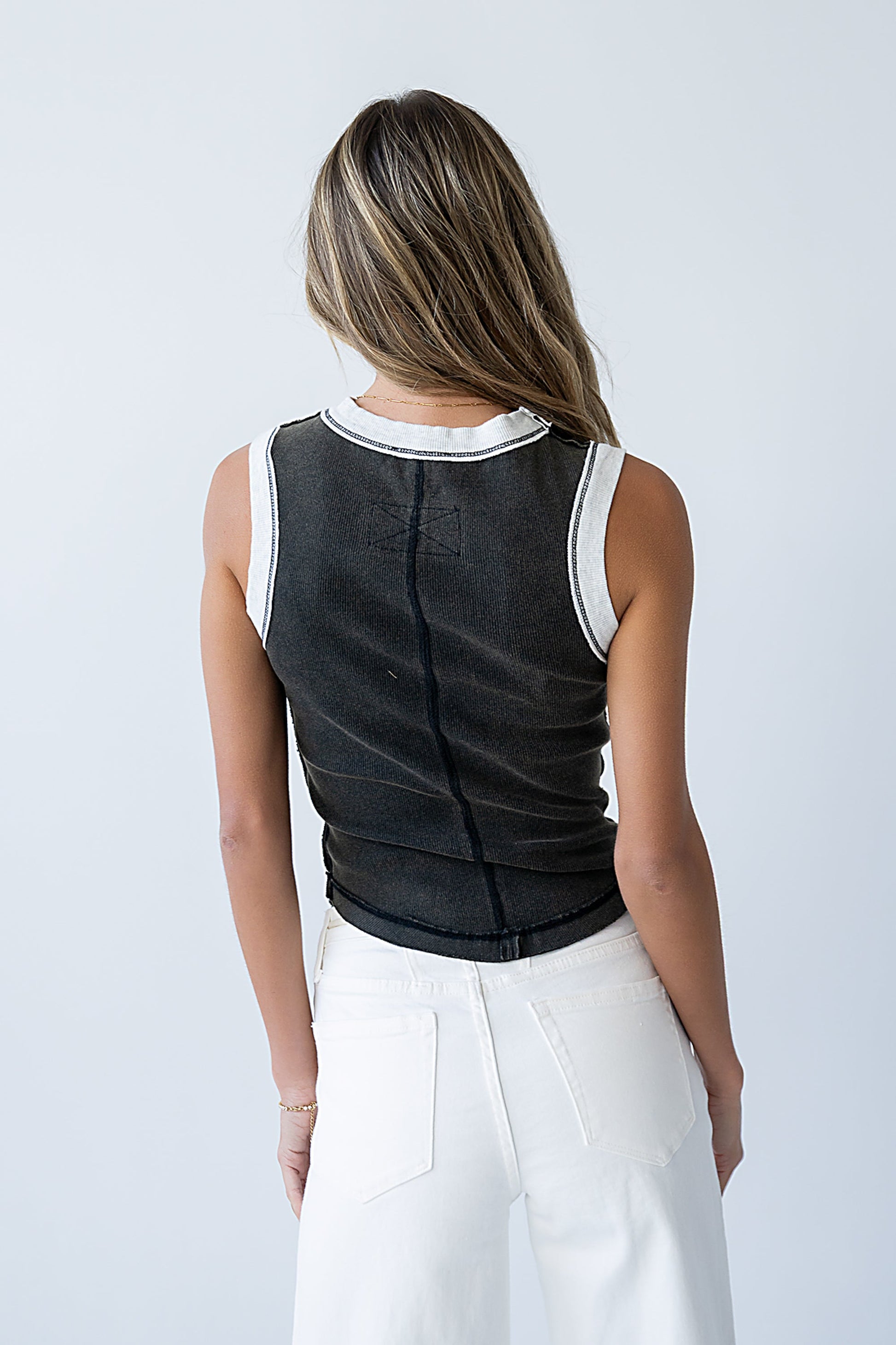 Lilah Reverse Seam Tank in Black