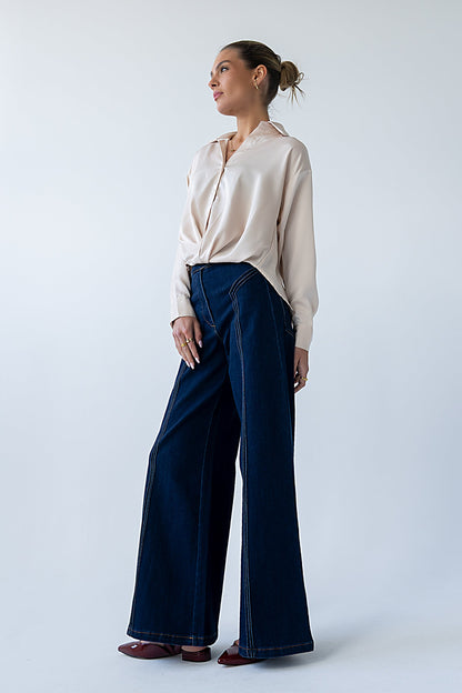 Margaret Twist Button Up in Champagne