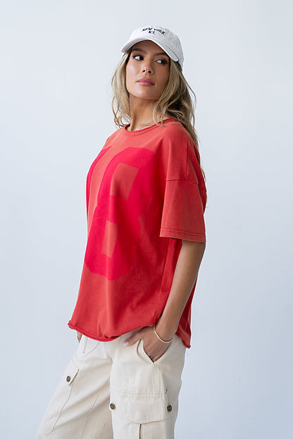 Mary Graphic Tee in Red - FINAL SALE