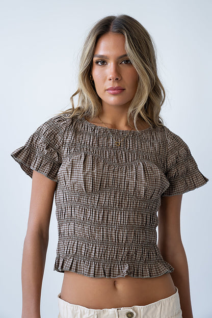 Marta Smocked Blouse in Olive