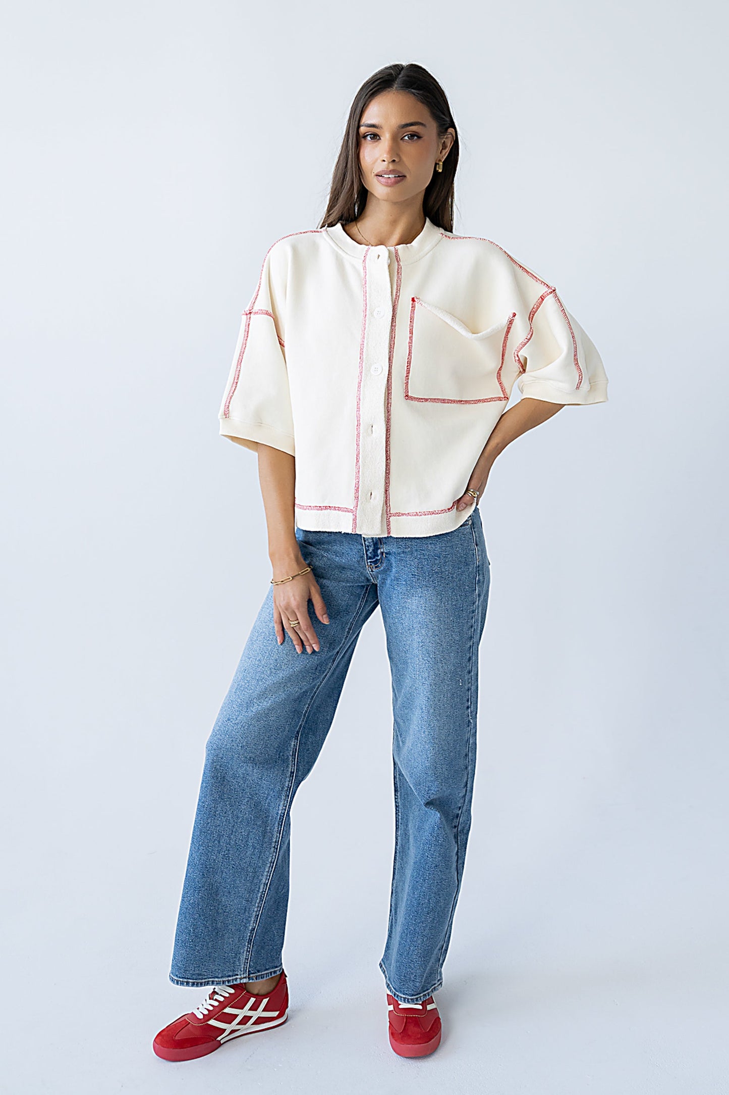 Liam Oversized Top in Bone