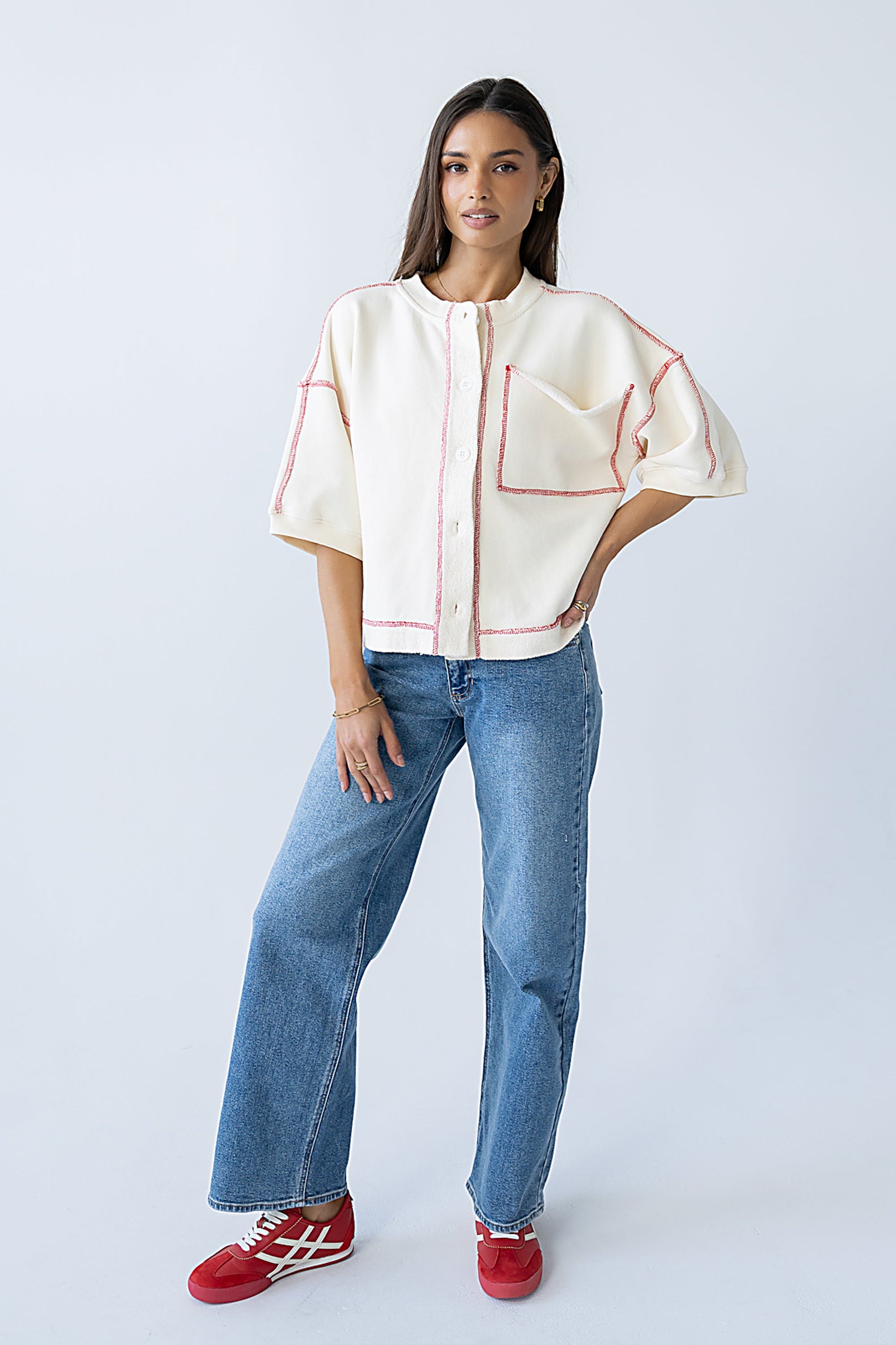 Liam Oversized Top in Bone
