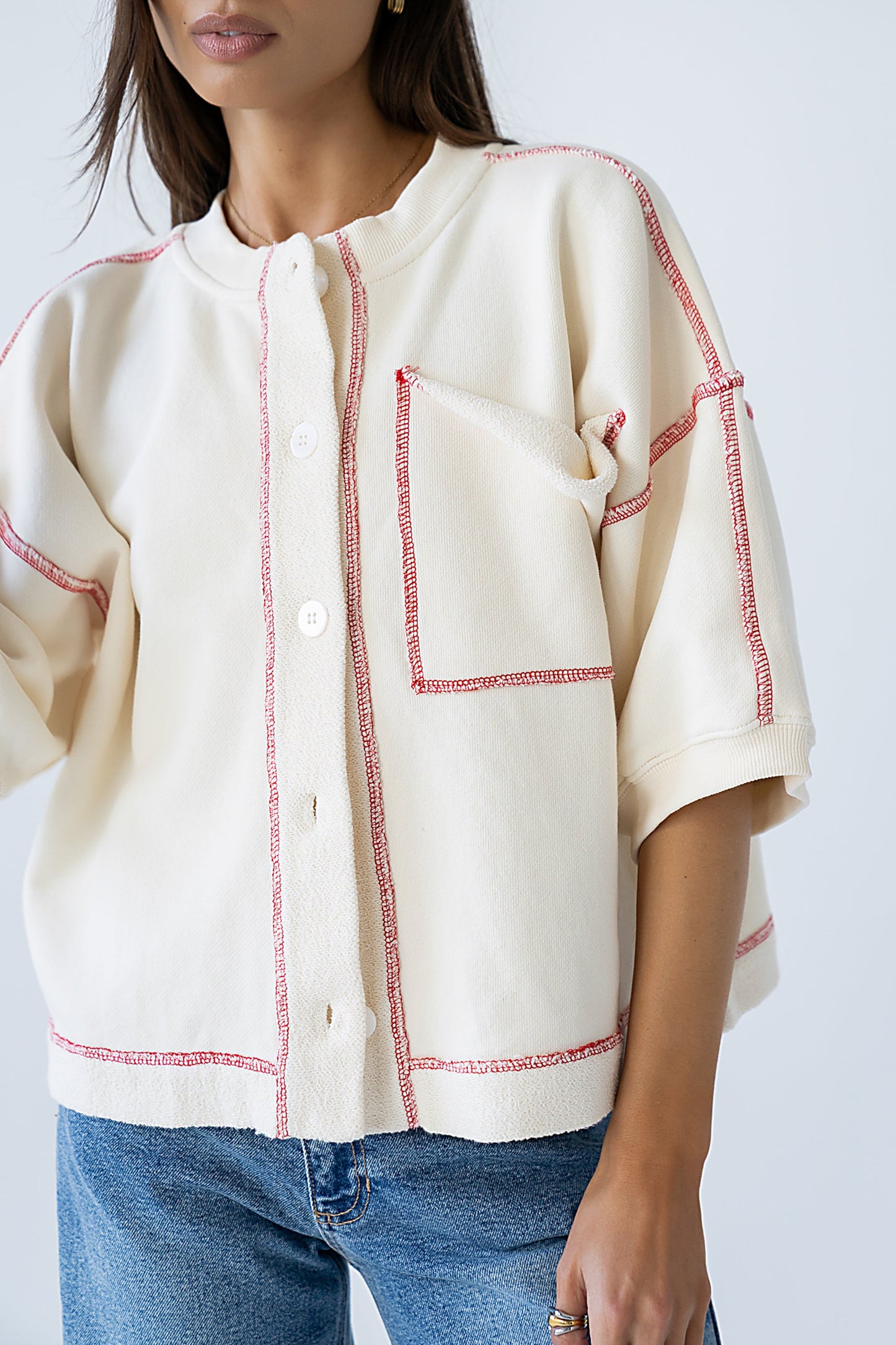 Liam Oversized Top in Bone