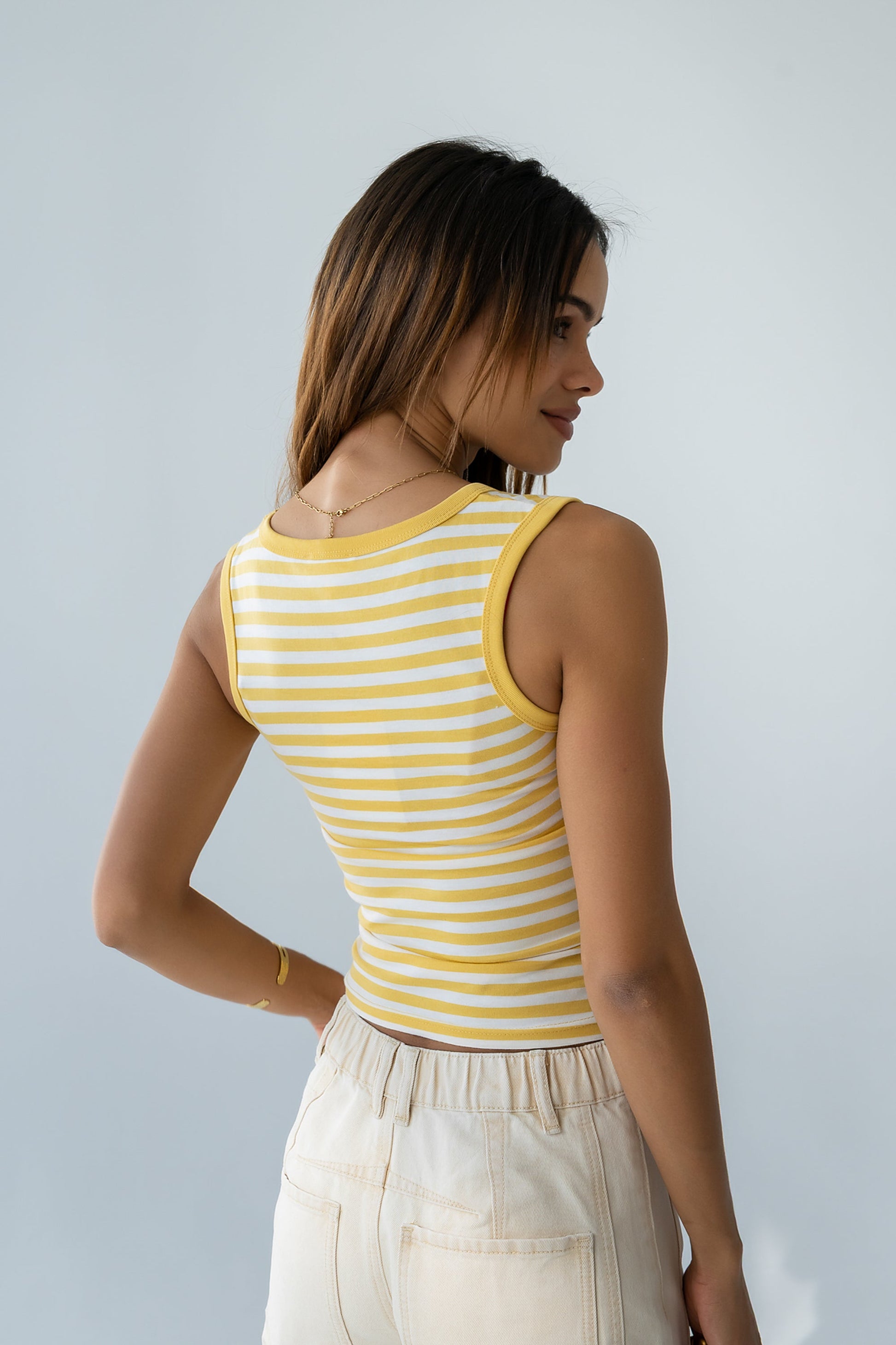 Kylen Striped Tank Top in Yellow