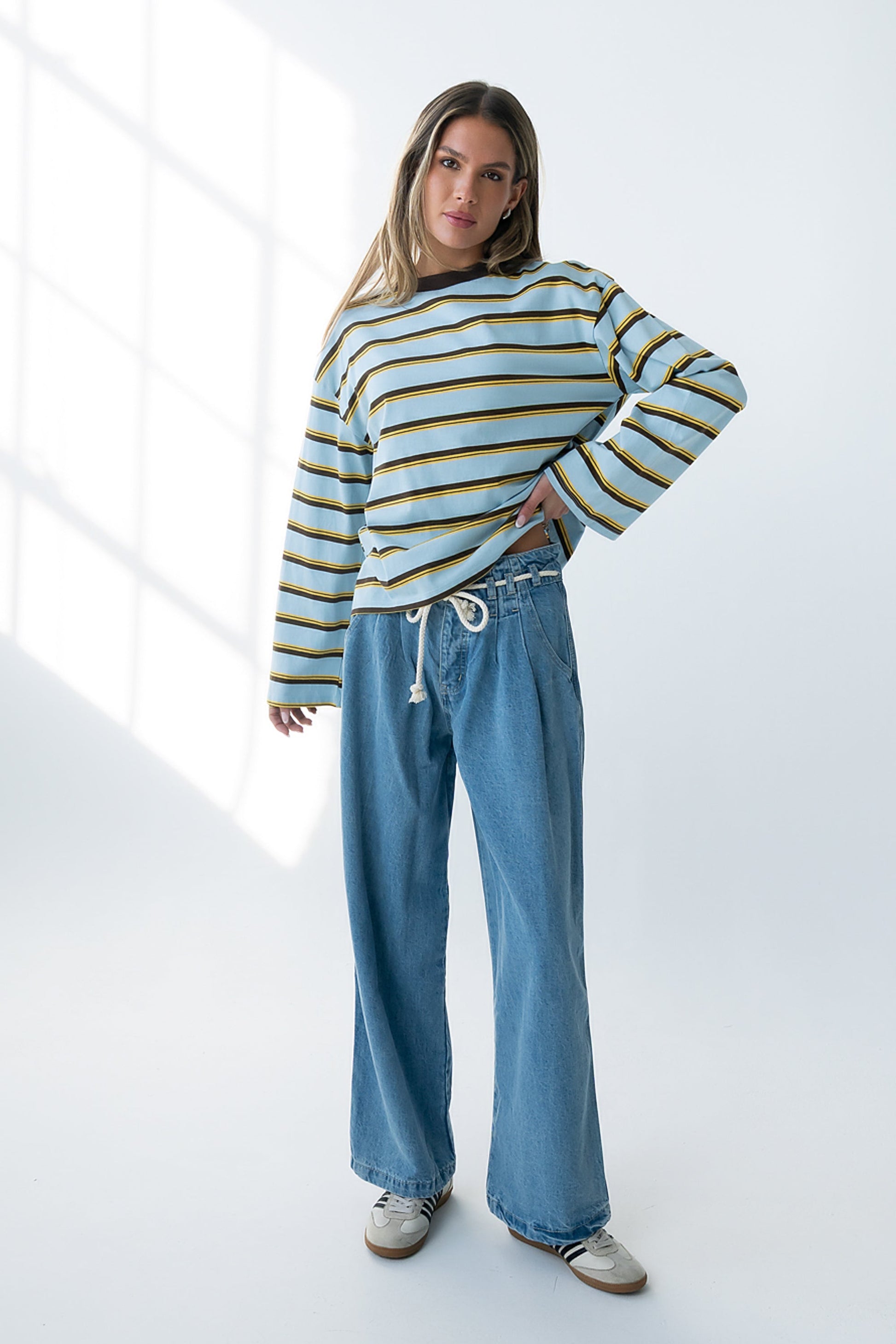 Kiana Striped Top in Light Blue