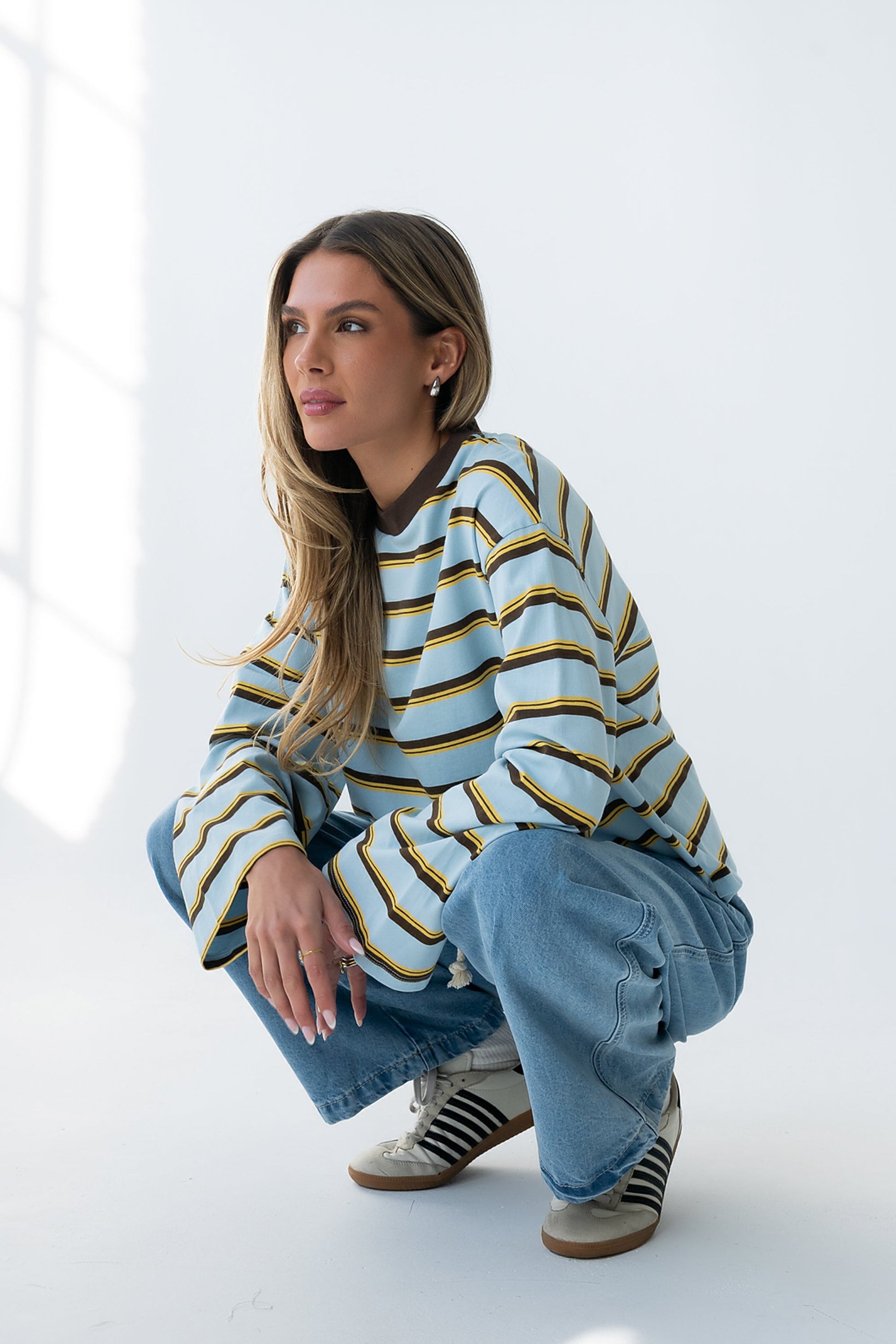 Kiana Striped Top in Light Blue