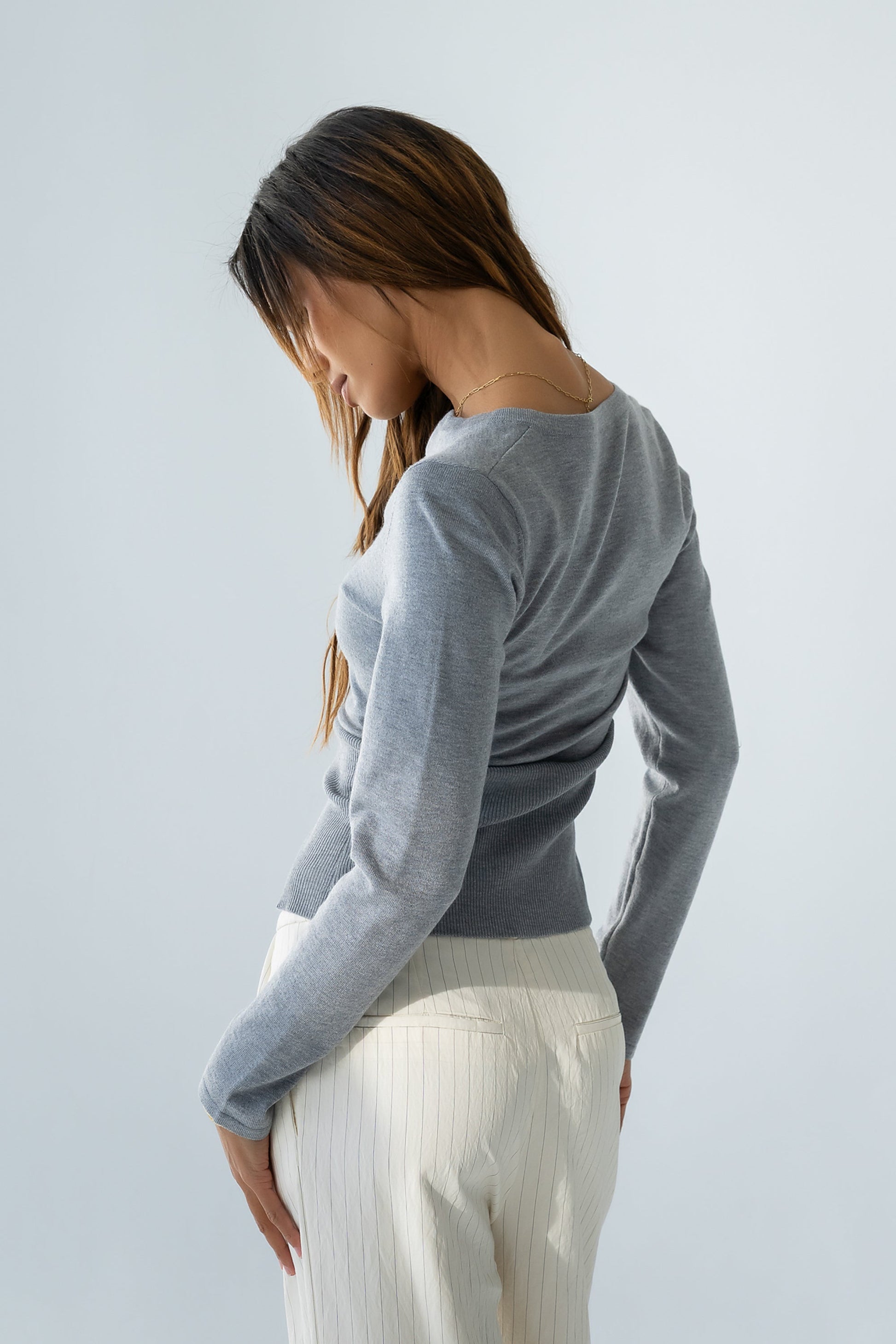 Flora Knit Top in Heather Grey
