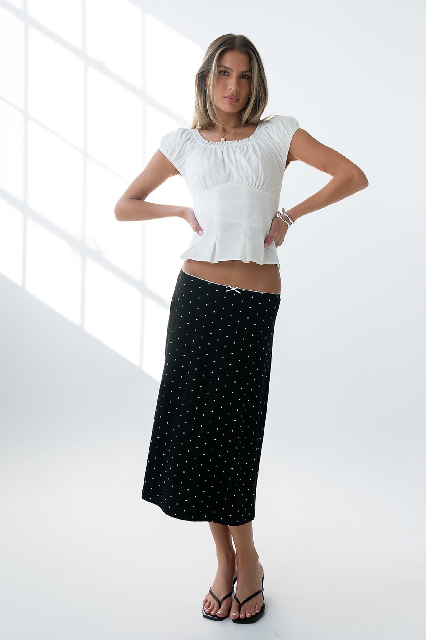 Mallory Pleated Blouse in White