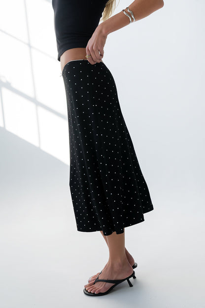Jordyn Polka Dot Skirt in Black