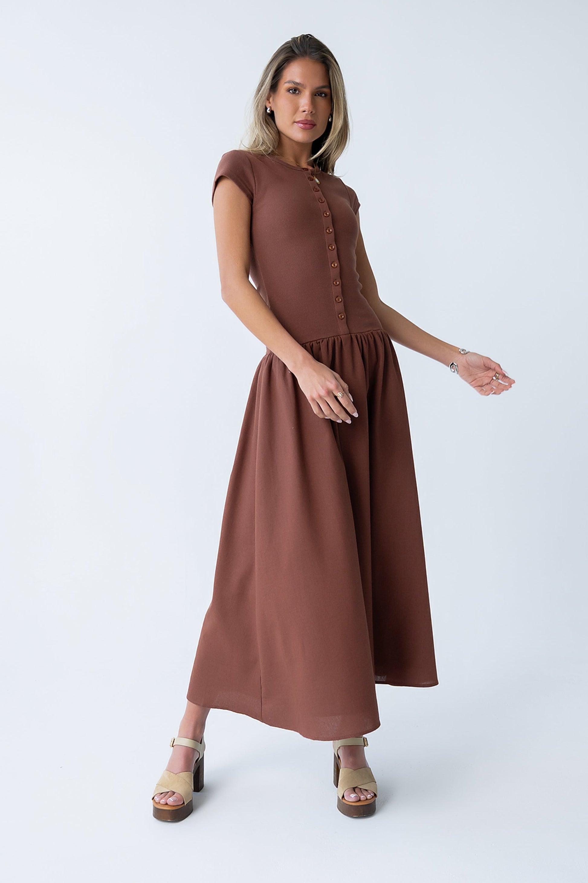 Bailee Maxi Dress in Red-Brown