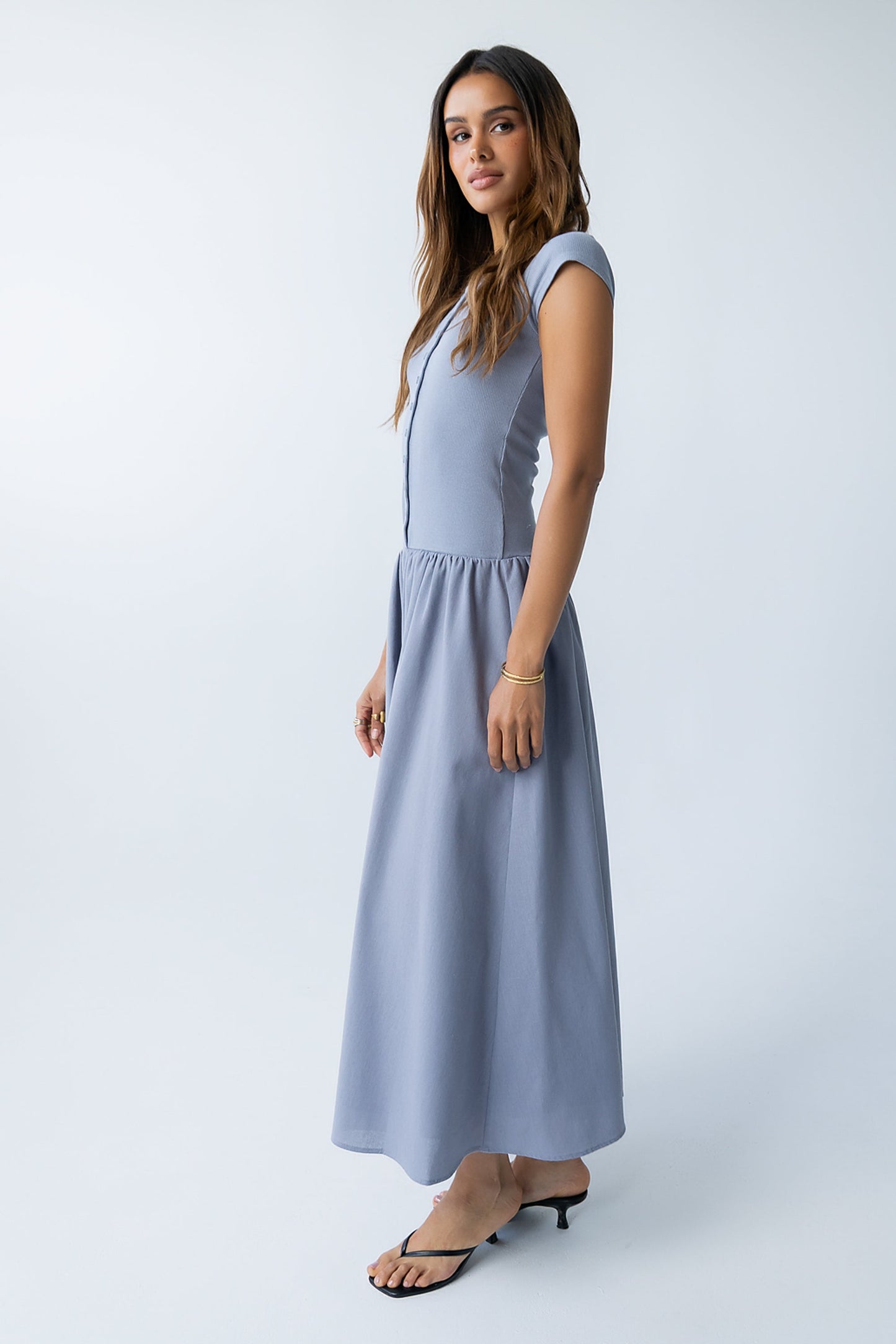 Bailee Maxi Dress in Slate Blue