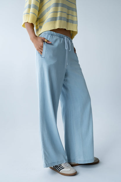 Banks Wide Leg Pants in Light Wash