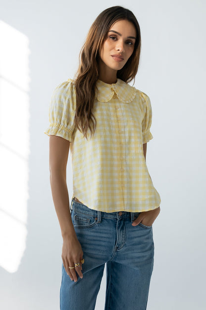Nelly Gingham Blouse in Yellow