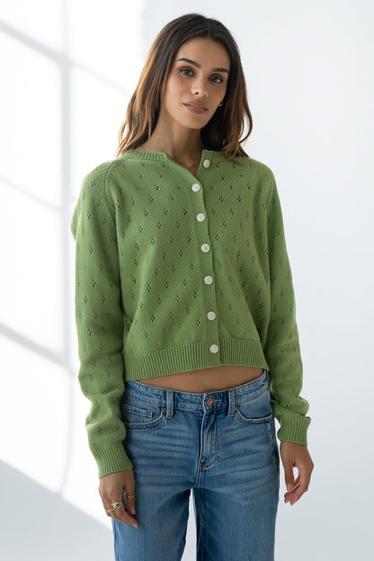 Kareena Knit Cardigan in Green