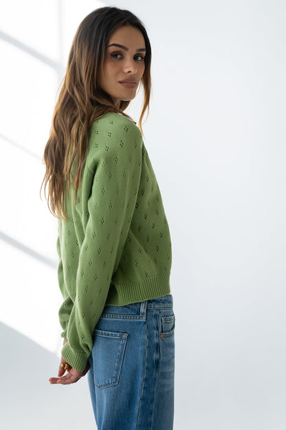 Kareena Knit Cardigan in Green