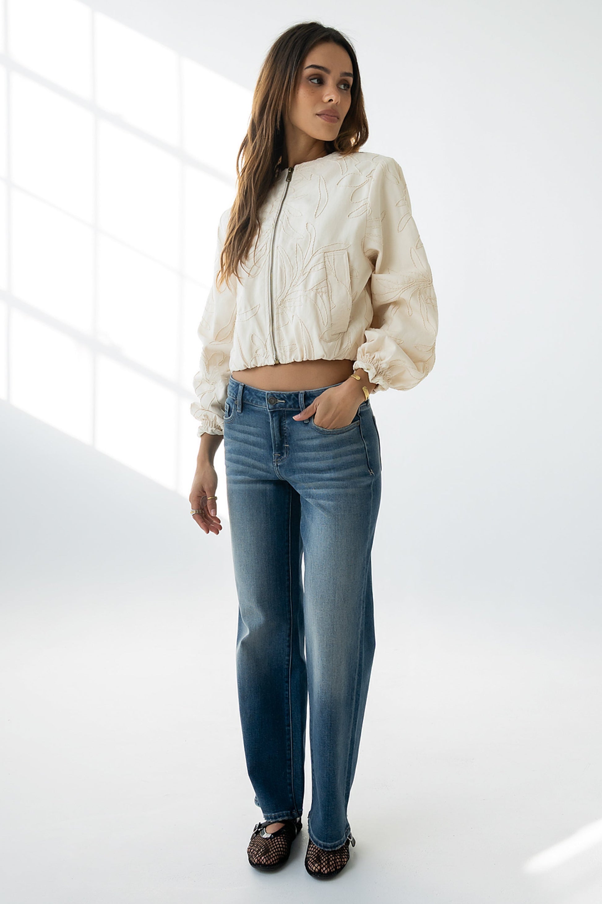 Sidney Embroidered Jacket in Cream