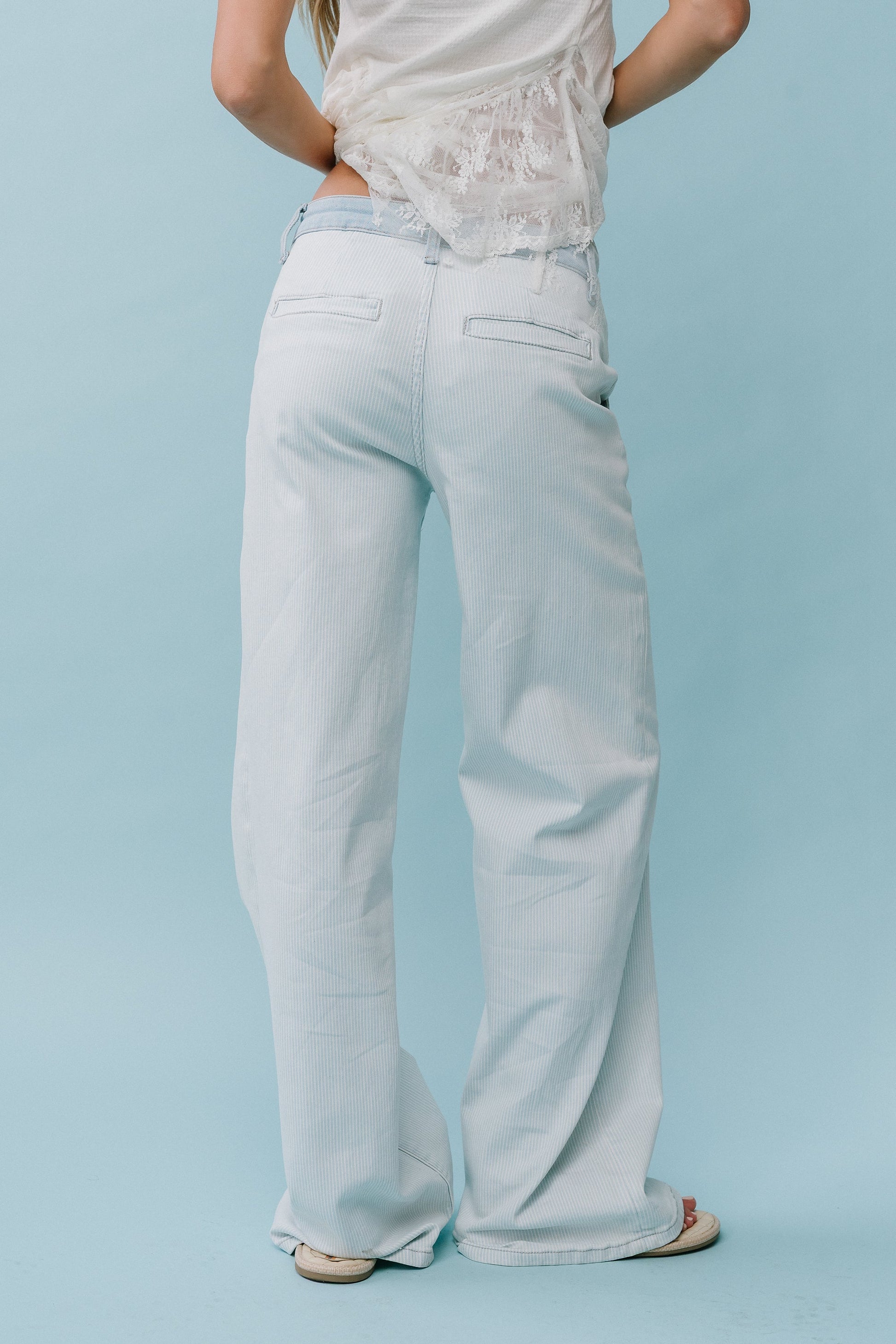 Kendall Striped Wide Leg Jeans