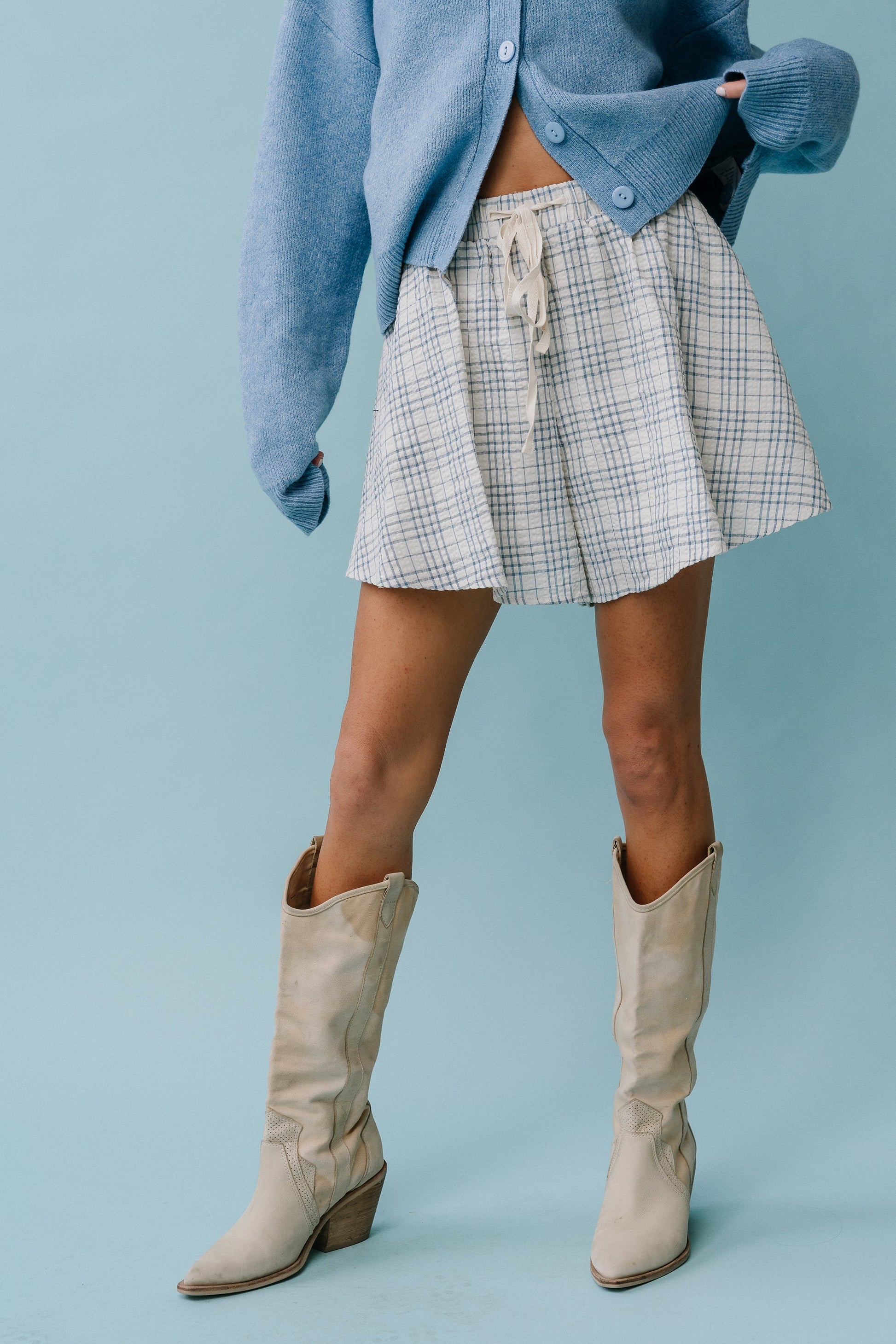 Katherine Plaid Shorts in Blue