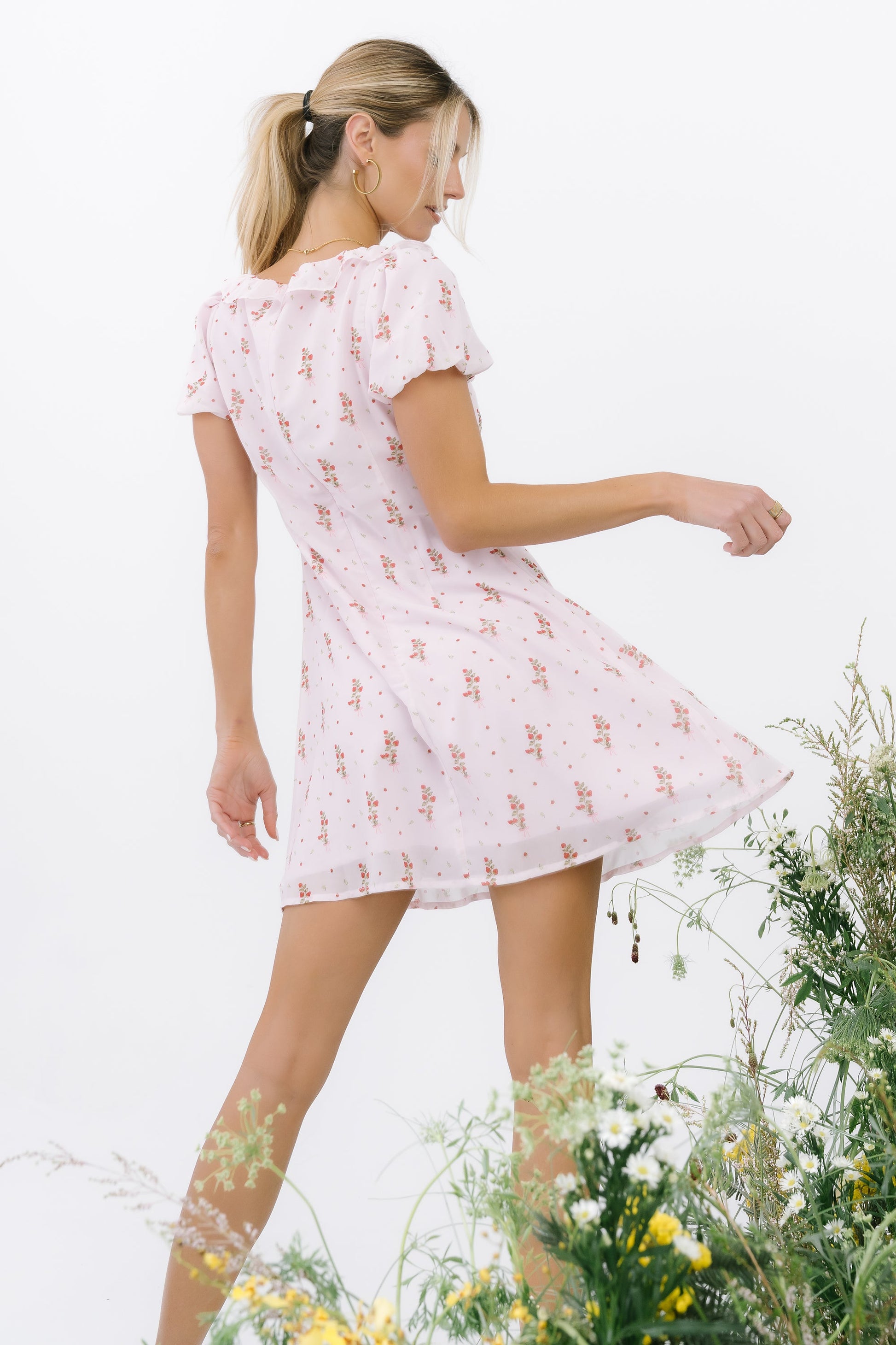 Harvey Floral Mini Dress in Pink