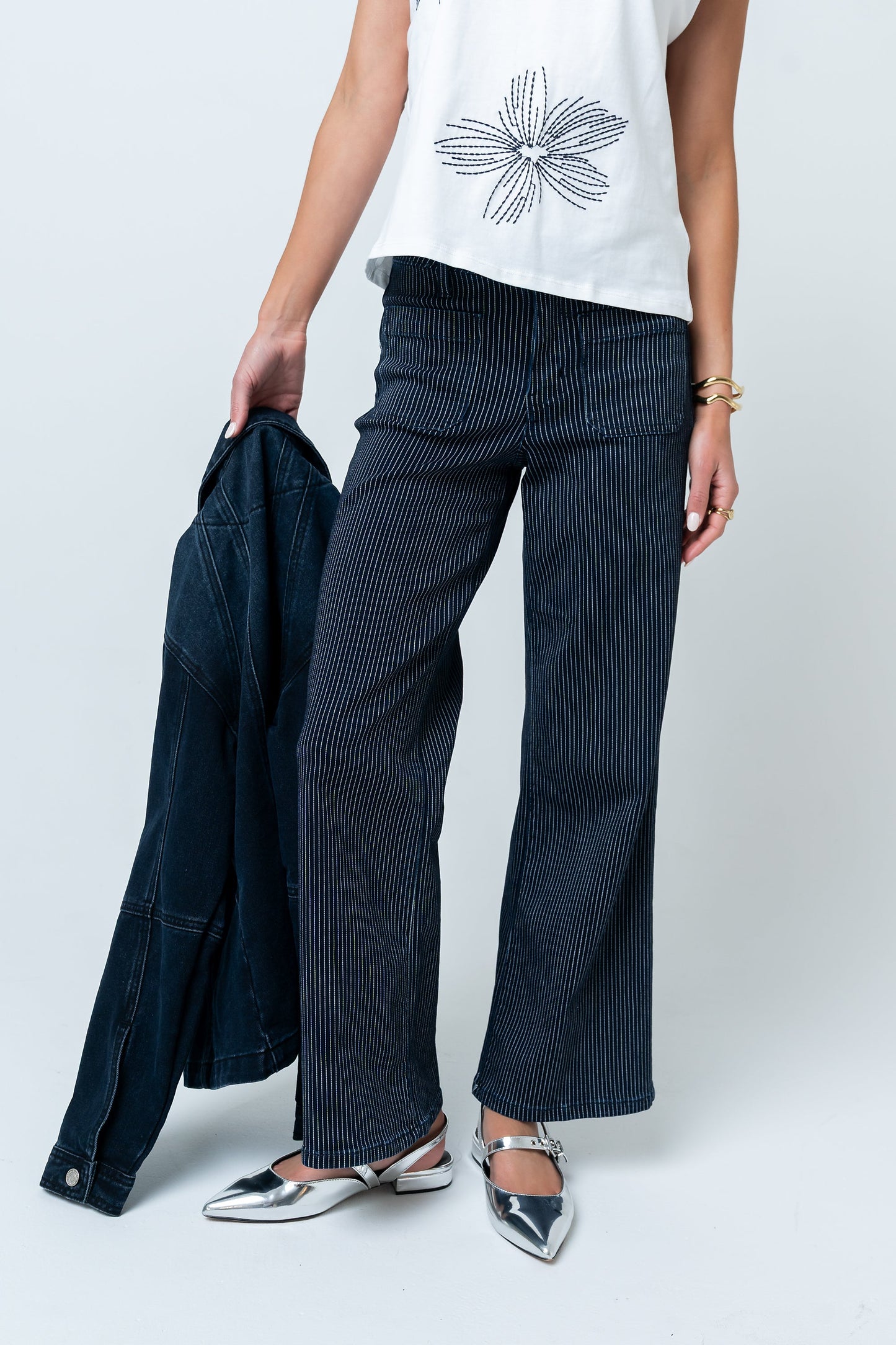 Ariana Striped Wide Leg Jeans
