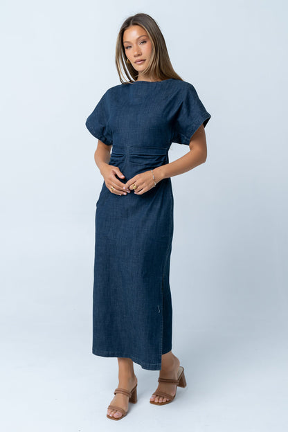 Jeanie Pleated Maxi Dress