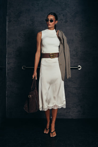 Rika Ribbed Top in Ivory