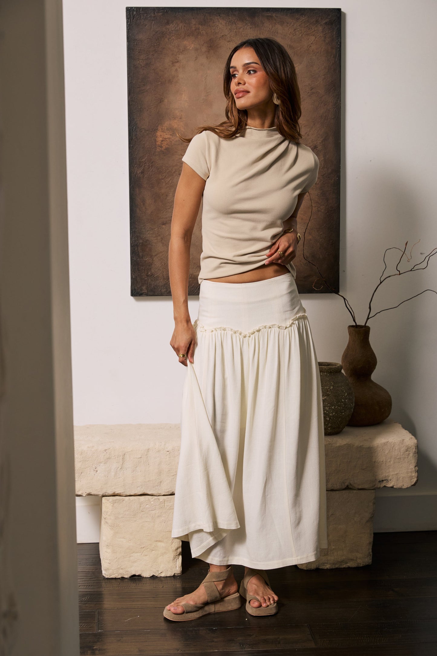 Ray Scallop Maxi Skirt