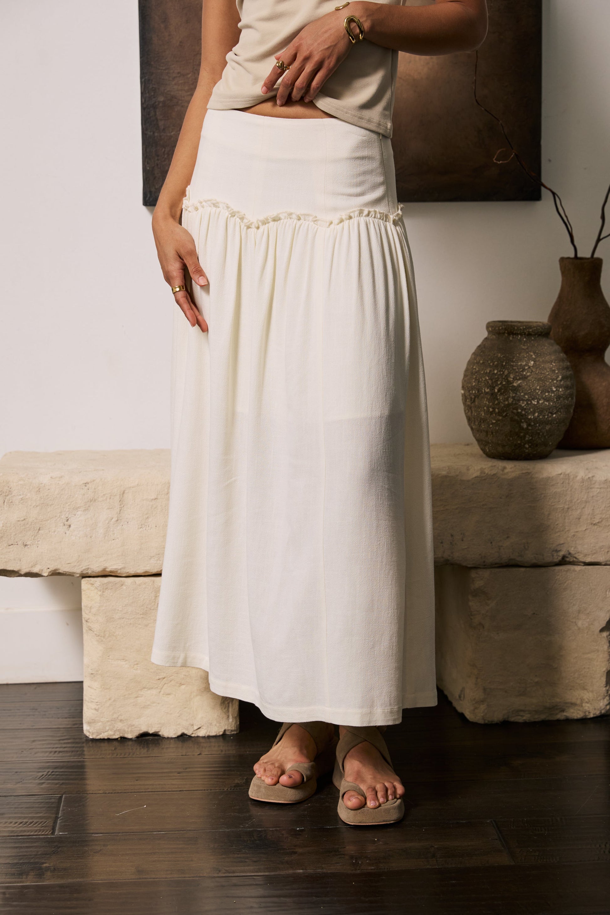 Ray Scallop Maxi Skirt