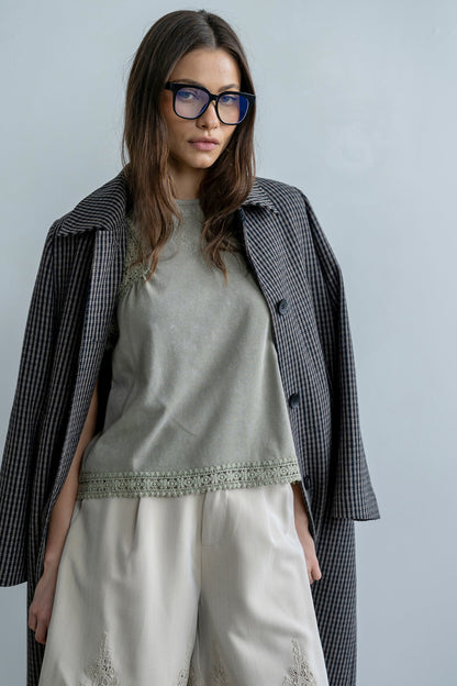 Maisey Embroidered Top in Green
