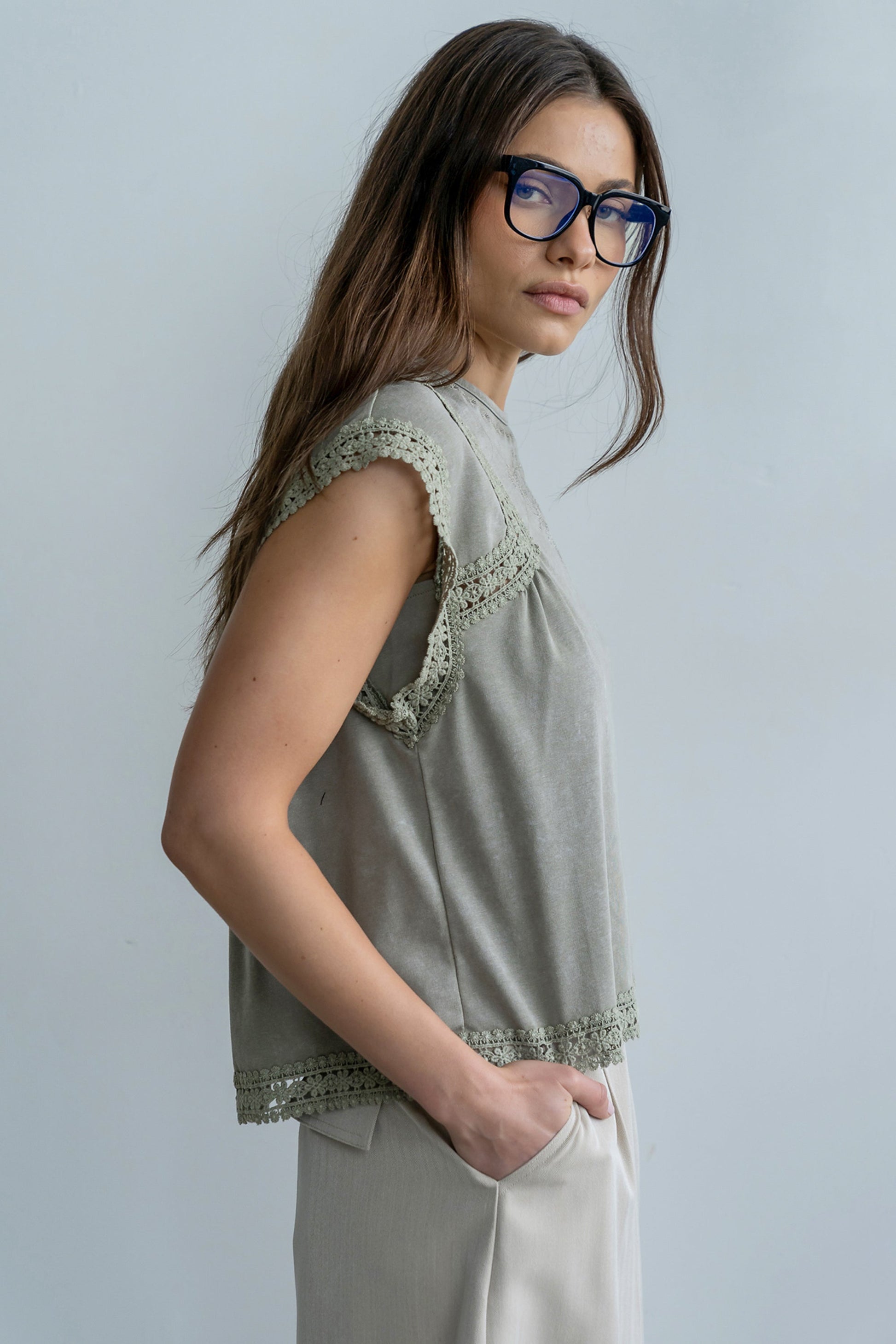 Maisey Embroidered Top in Green