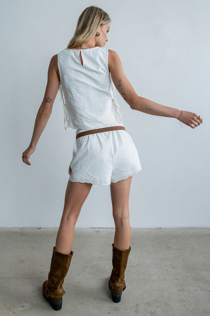 Rudy Embroidered Tank Top in Ivory