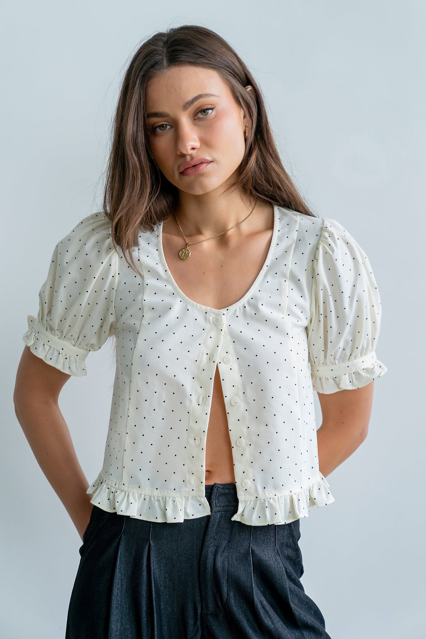 Jessie Polka Dot Blouse in Cream
