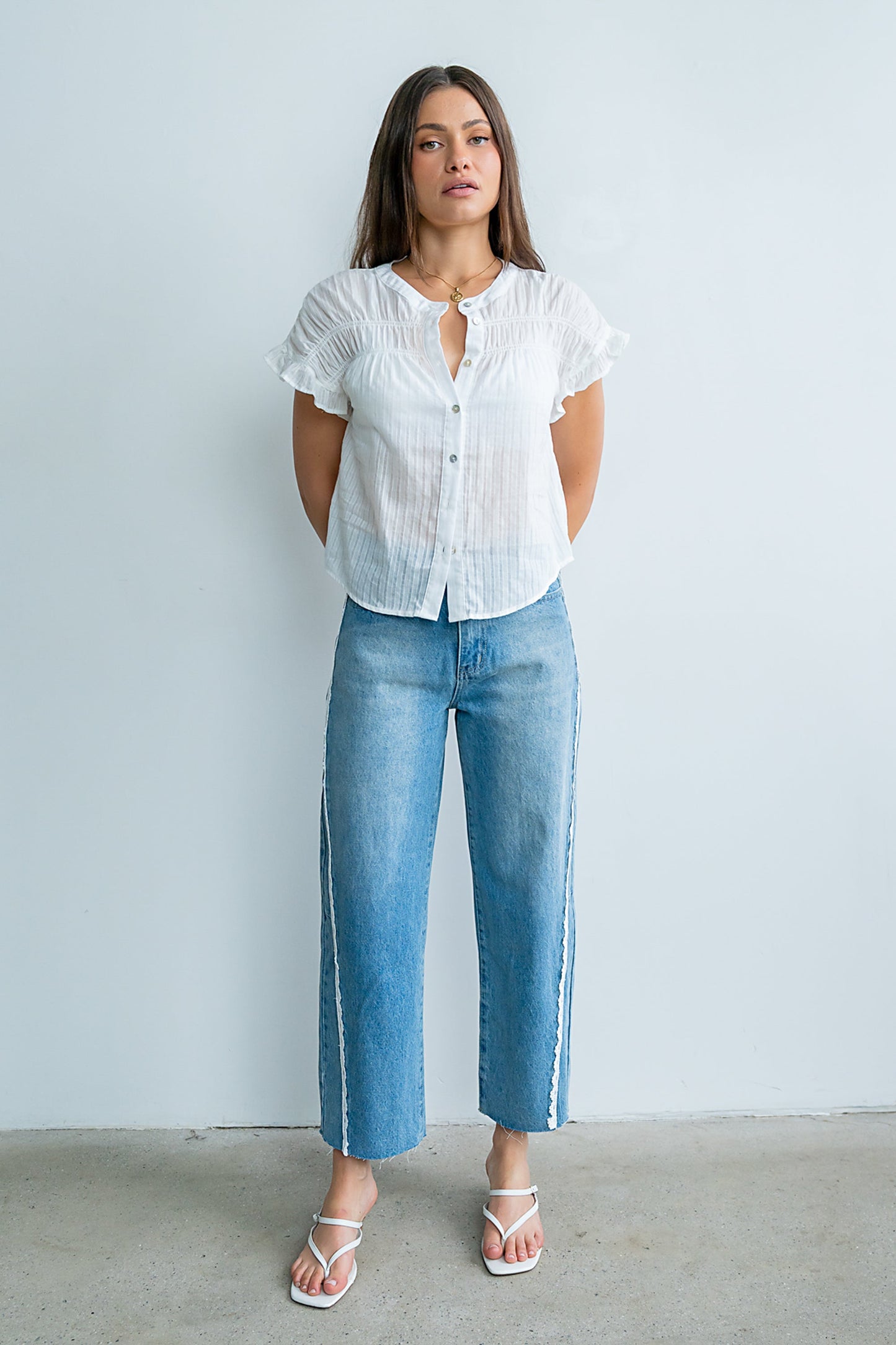 Kaytee Striped Top in White