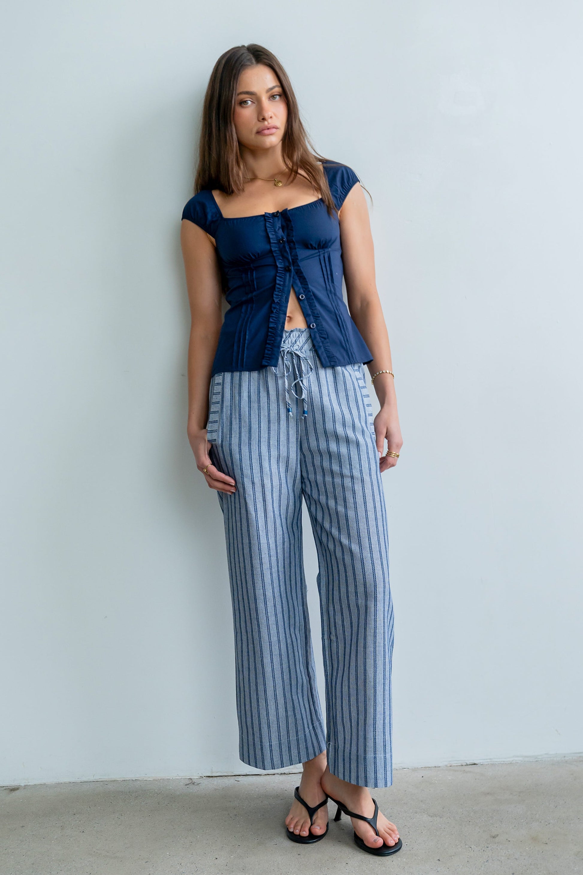 Paloma Pleated Blouse in Navy