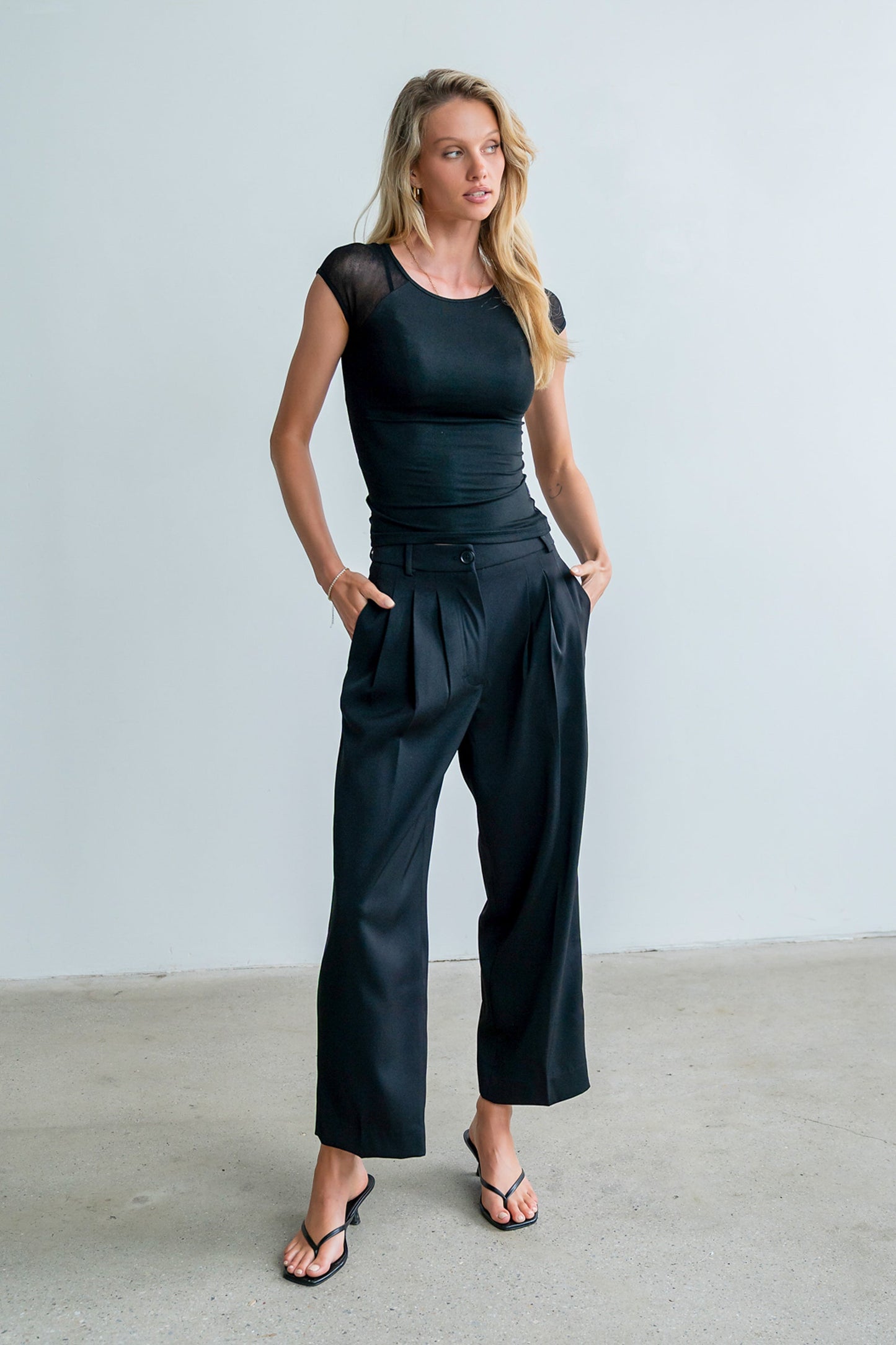 Brandy Mesh Top in Black