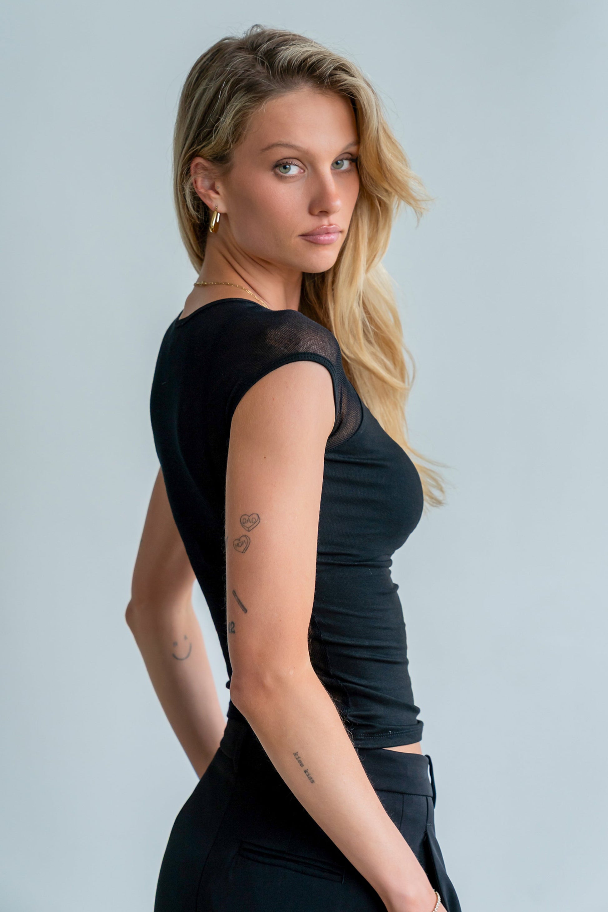 Brandy Mesh Top in Black
