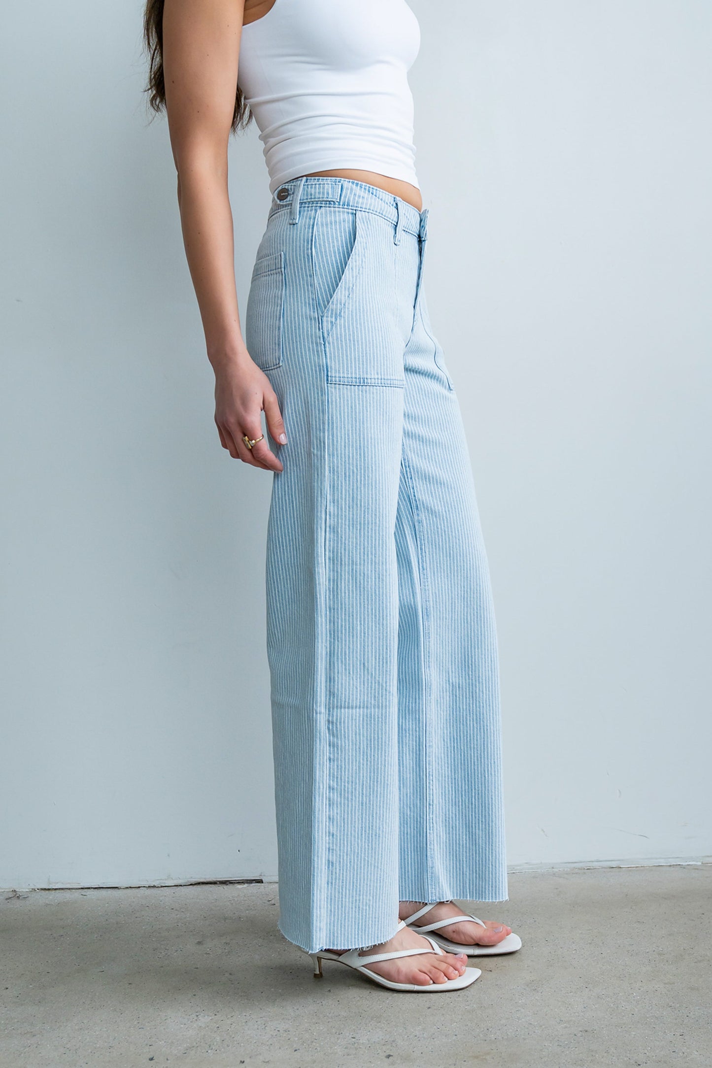 Sydney Striped Wide Leg Jeans