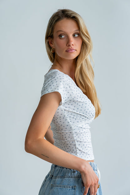 Liliana Floral Tee in Ivory