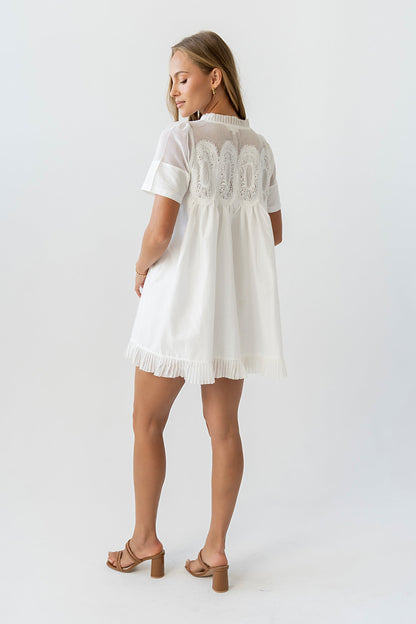 Russel Mesh Mini Dress in Off White