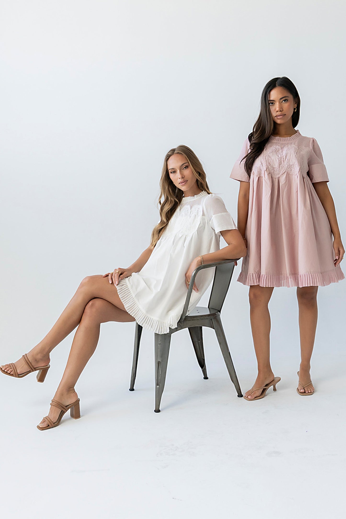 Russel Mesh Mini Dress in Off White