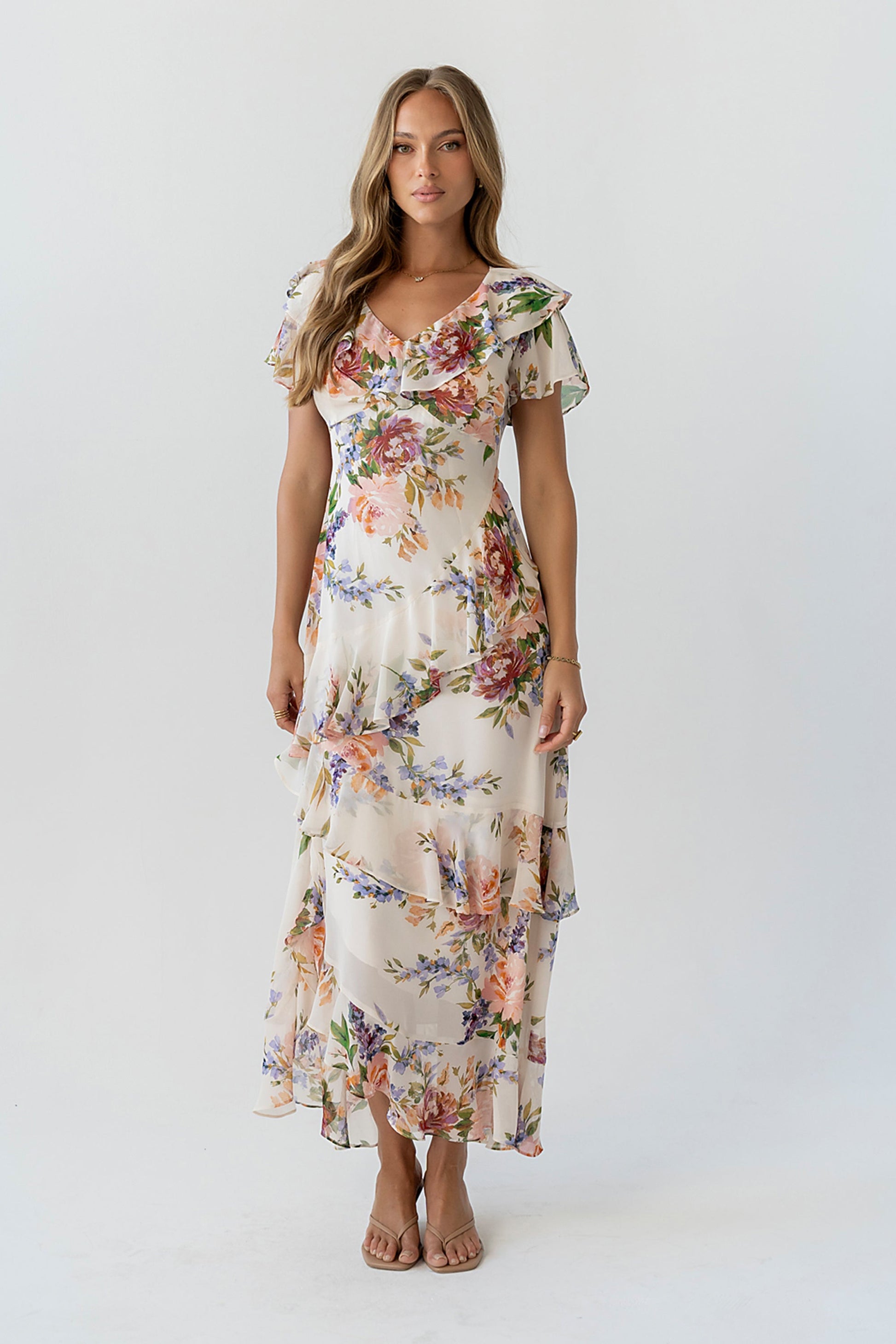 Lauren Ruffle Floral Maxi Dress