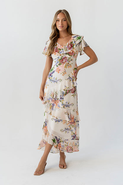 Lauren Ruffle Floral Maxi Dress