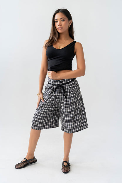 Wrenna Plaid Bermuda Shorts