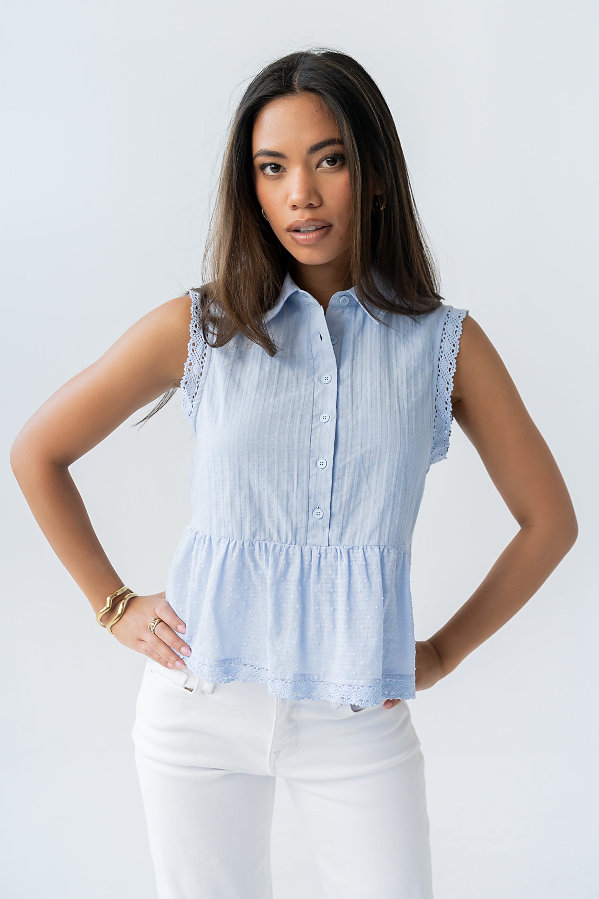 Julian Collared Blouse in Blue