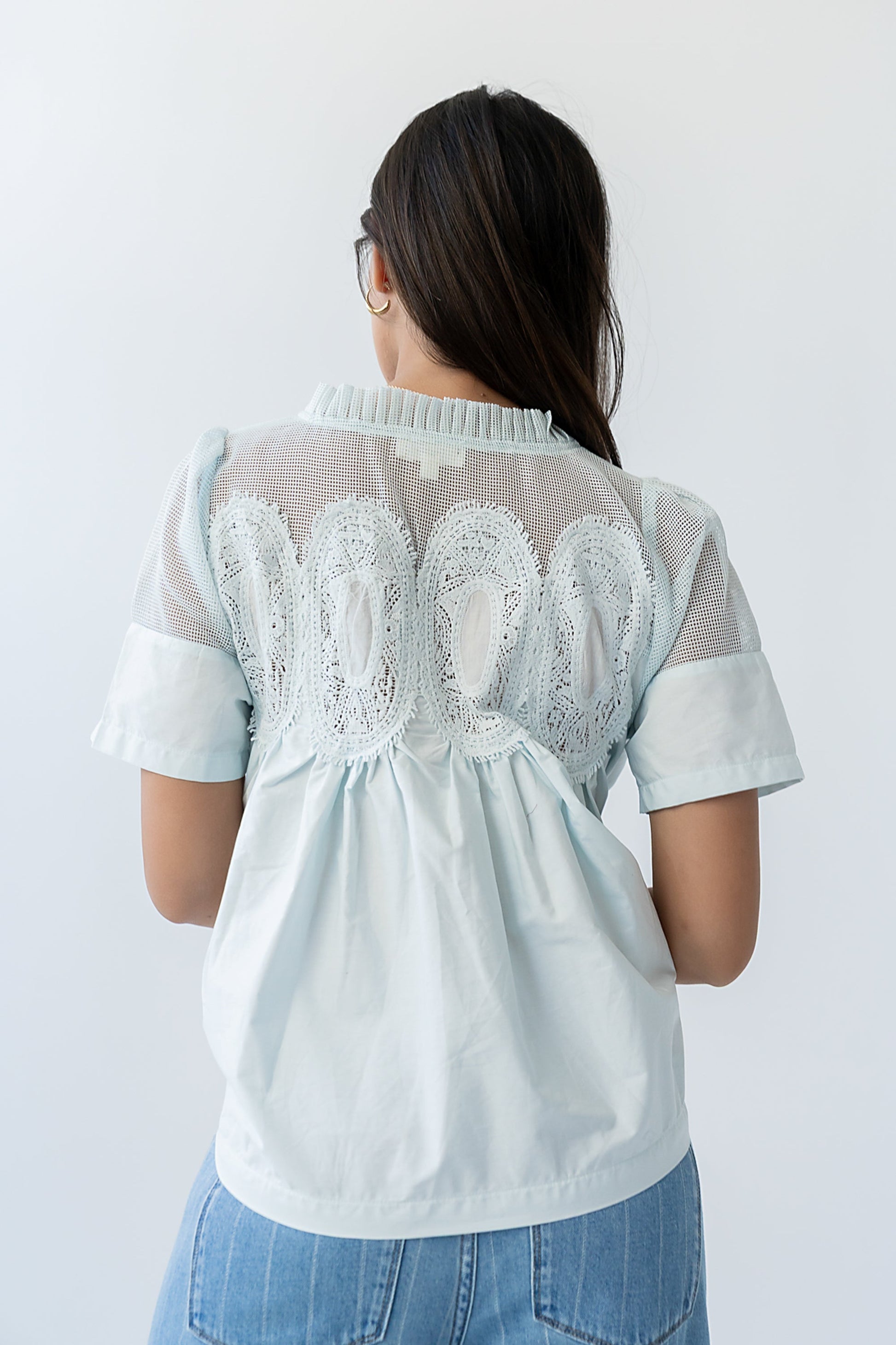 Estelle Mesh Top in Light Blue
