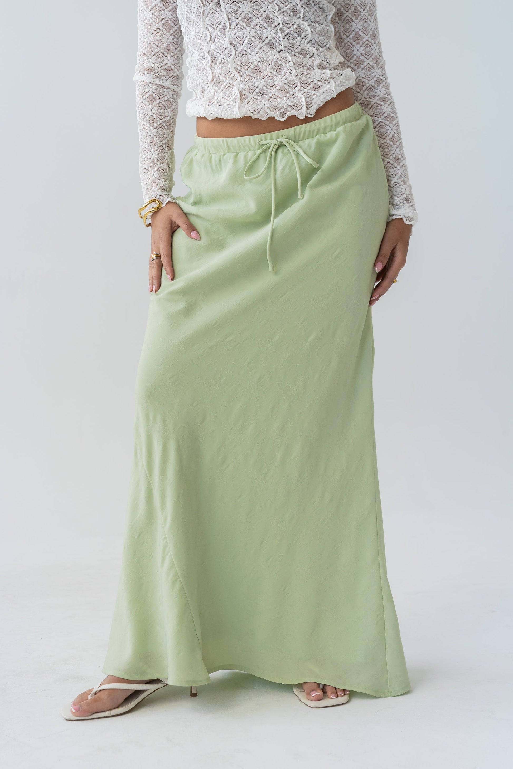 Marty Floral Maxi Skirt in Green